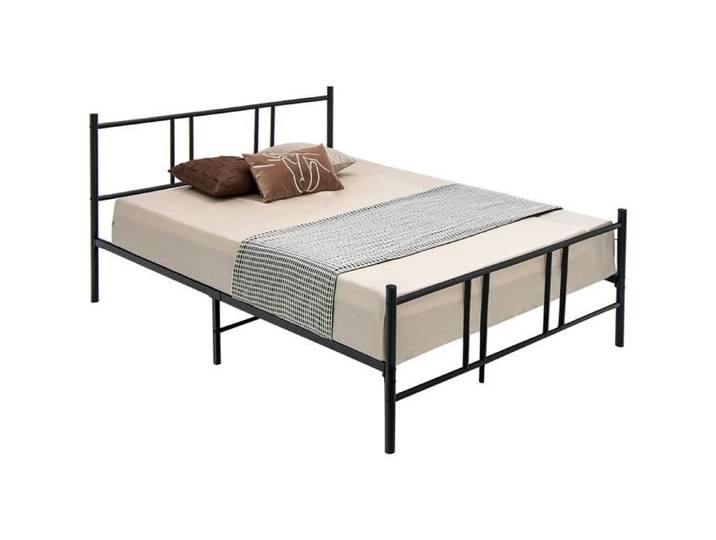 GOPLUS Cadre de Lit Métallique avec Lattes en Acier Cadre Robuste avec Suffisamment d'Espace sous Le Lit 200X160X100 5CM Noir