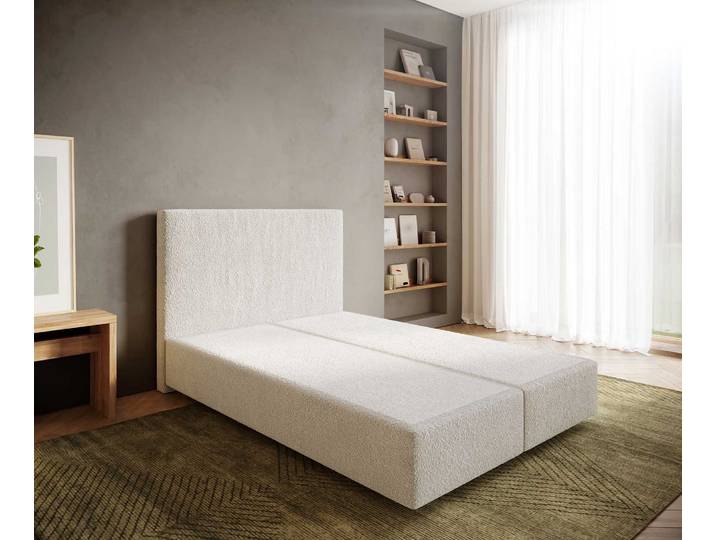 Boxspringgestell Dream-Well 140x200 cm Bouclé Creme-Weiß, Boxspringbetten