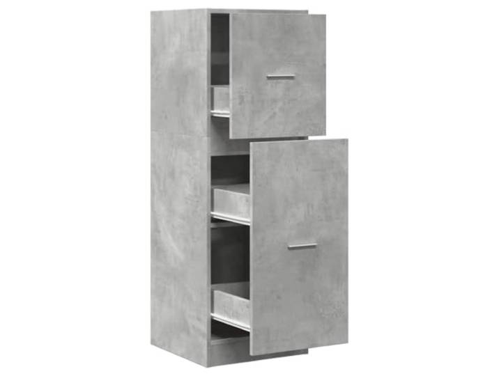 GHVBNMF Apothekerschrank Betongrau 40x41x118 cm Holzwerkstoff Schmaler Auszugschrank mit 3 Schubladen für Küche, Wohnzimmer und Büro. Platzsparende Aufbewahrung in Betongrau.