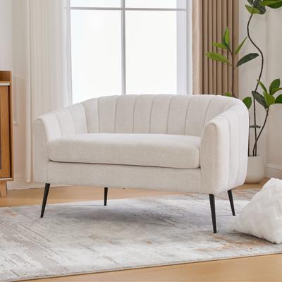 unbranded "50.1"" W Loveseat Sofa,Mid-Century Modern Chenille Sofa with Metal Legs"
