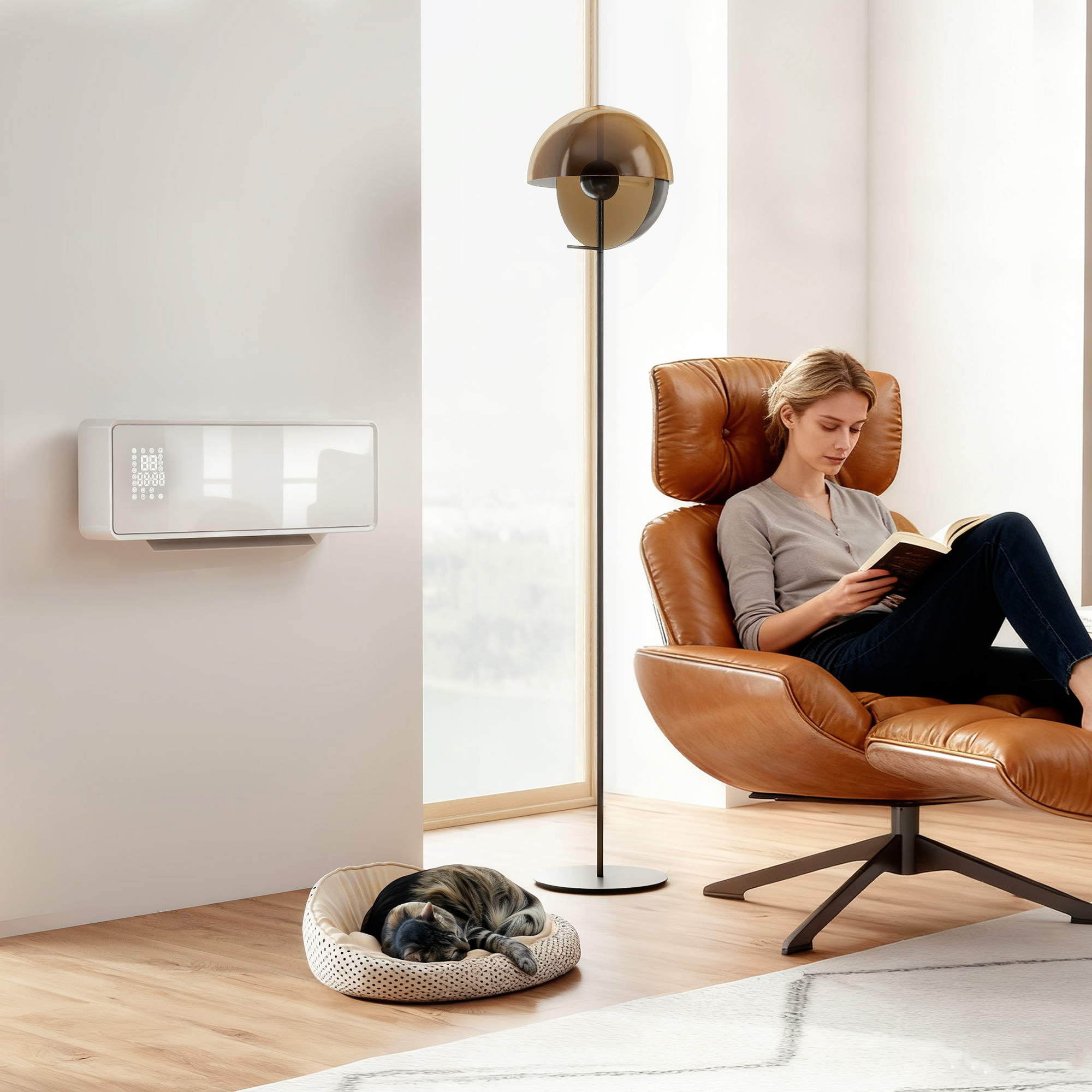 Homcom Stufa Ceramica 2000W a Parete con 3 Modalità, Temperatura Regolabile, Timer, Telecomando, Blocco Bambini, Bianco   Aosom Italy