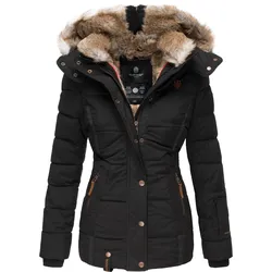 MARIKOO Damen Stylischer Winterjacke Steppjacke Mit Großer Kapuze Nekoo