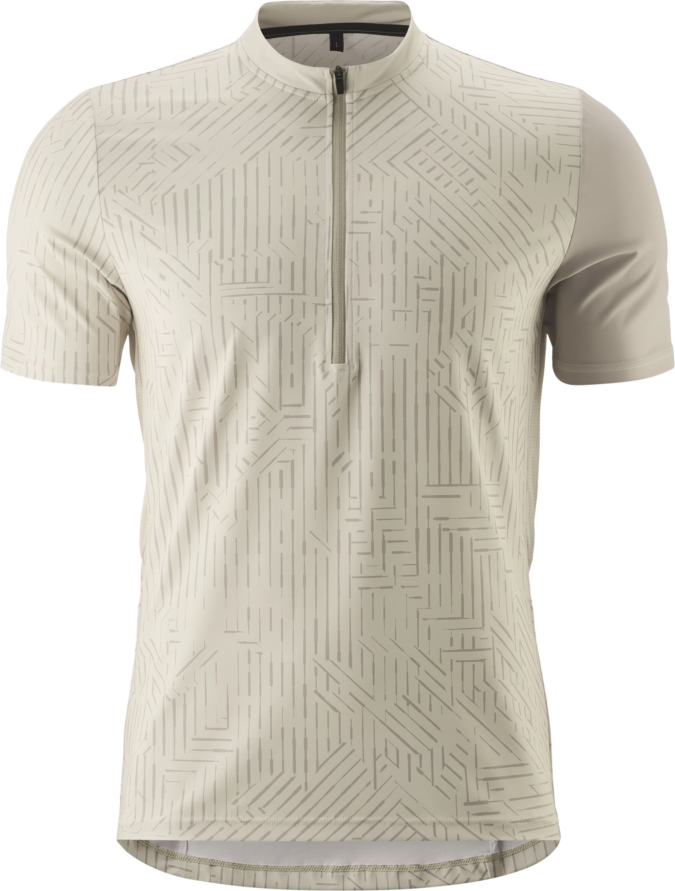 Radtrikot GONSO "Adventure Jersey Halfzip M", Herren, Gr. S, grau (hellgrau), 88% Polyester (recycelt), 12% Elasthan, Rundhals, Trikots Radtrikot, Herren Fahrradtrikot kurzarm, Rückentasche mit RV, Quick-Dry, Slim Fit hellgrau S