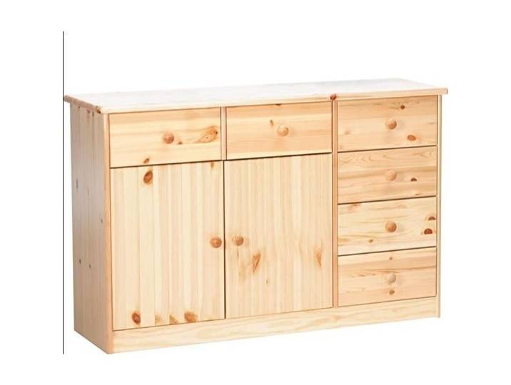 Buffet commode en pin massif naturel avec 6 tiroirs et 2 portes 90.50-26