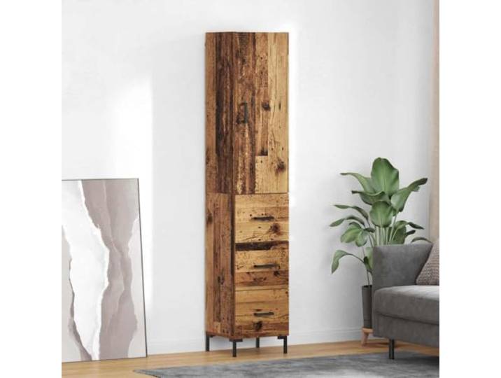RJPLMFV Highboard aus Holz, 69,5 x 34 x 180 cm Aufbewahrungsmöbel für Wohnzimmer, Eingangstüren, Füße aus schwarzem Eisen, Griffe aus Metall