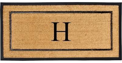 A1 Home Collections Natural Coir & Rubber Large Monogrammed Door Mat