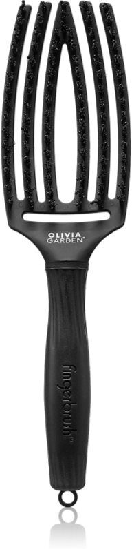 Olivia Garden Fingerbrush Boar & Nylon brosse à cheveux en nylon et poils de sanglier Full Black M 1 pcs