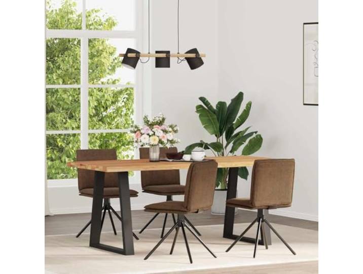 HEFZGDB Esszimmerstühle 4 STK. Braun Kunstleder in Wildleder-Optik, Mikrofaser Stoff Bezug, Robuster Metall Holz Gestell, Bequeme Sitzfläche, Langlebig und Strapazierfähig