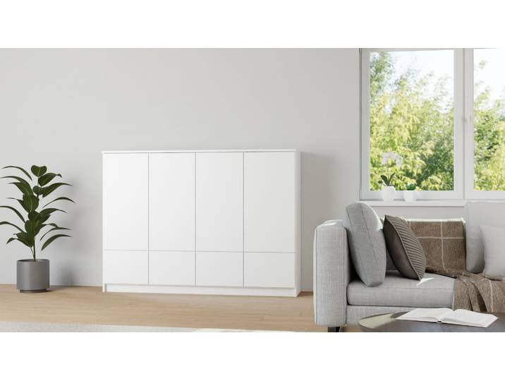 Elegantes Sideboard - Kleiner Schrank MDF Beschichtet MDF Weiß matt
