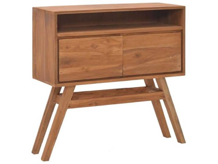 KLGBNCVE Konsolentisch 80x30x80 cm aus Teak Massivholz mit 2 Schubladen 2 Schubladen, 1 Fach, kammergetrocknet, fein geschliffen, skandinavisches Design, robust
