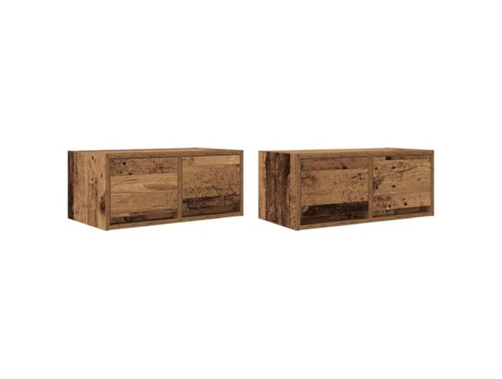 LMTYOENFG TV-Schrank 2er-Set Altholz-Optik 60x31x25,5 cm Hängeschrank Wandmontierte Fernsehmöbel im 2er-Set schaffen wertvollen Platz im Wohnzimmer und bieten Ordnung durch Schubladen.