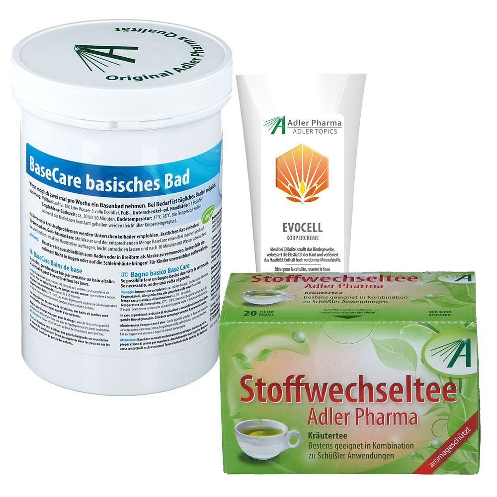 Mineralstoff BaseCare basisches Bad Pulver + Adler Stoffwechseltee Filterbeutel Minerals 1 St Set