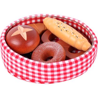 Kaufladensortiment TANNER "Brotkörbchen aus Stoff mit verschiedene Backwaren", bunt, Kaufladensortimente, Kinder, Holz
