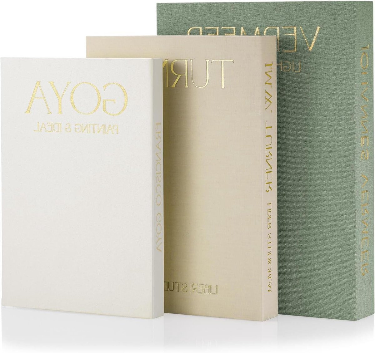 Set van 3 decoratieve boekenboxen voor opslag in mintgroen, beige en gebroken wit