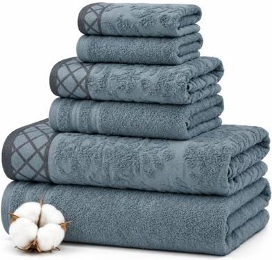 Modern Threads Damask Jacquard 6-piece Embellished Border Towel Set