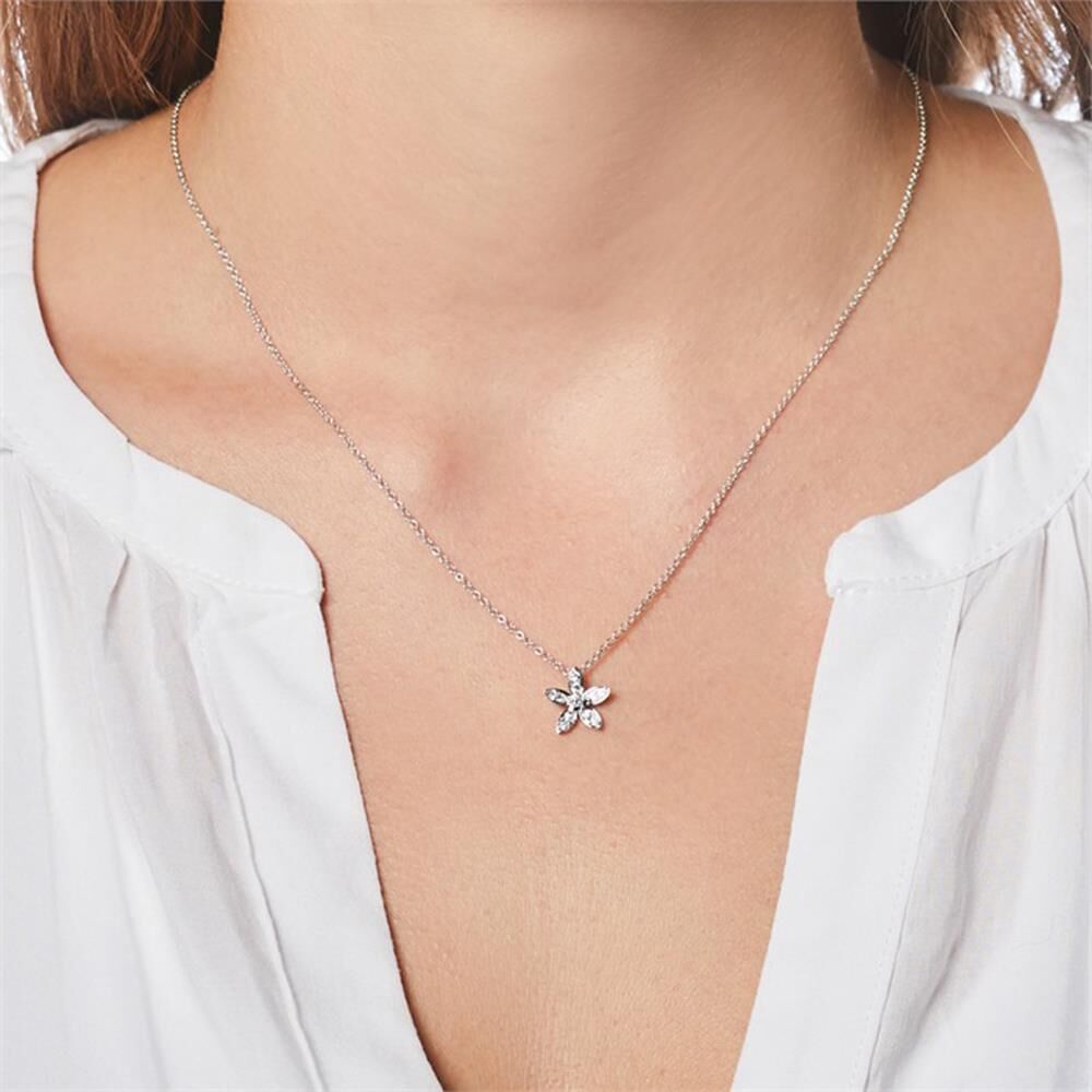 Brilladia 14K Weißgold Kette Blüte 11 Brillanten silber