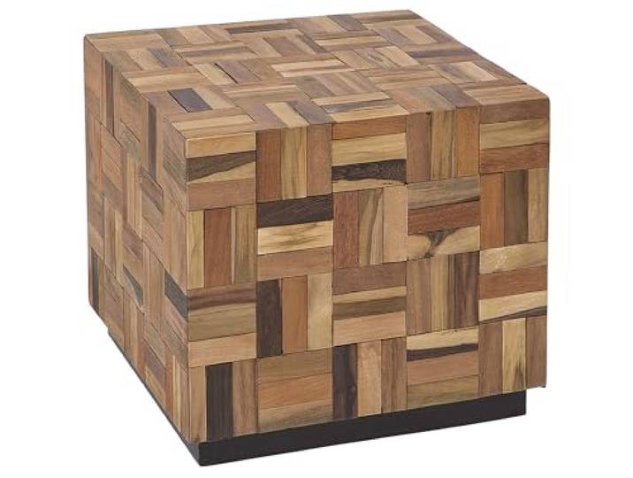 Beliani Couchtisch Braun Teakholz Quadratisch Praktischer Beistelltisch Holz, Retro, Lackiert, Benötigt keine Montage, Belastbarkeit 60 kg, 45 x 45 x 40 cm
