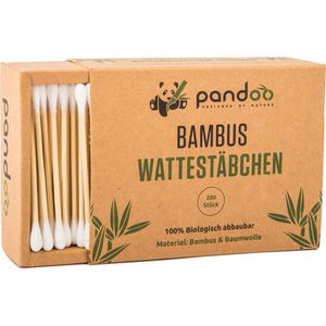 pandoo Wattestäbchen Bio-Bambus, 7,5cm, Ø 4mm aus Bio-Baumwolle, nachhaltig, 200 Stück