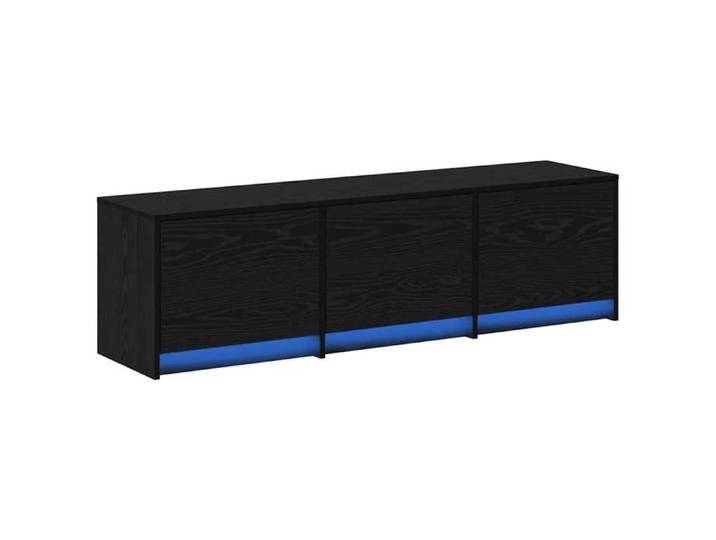 Noir BANC TV - BMK - Meuble TV - avec LED - Avec rangement - avec bandes LED - Avec rangement - Chêne Noir 141495