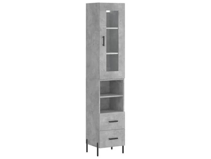 Highboard Betongrau 34,5x34x180 cm Holzwerkstoff Schrank Stauraumschrank, robuste Holzwerkstoff-Konstruktion, moderne Betongrau-Optik, platzsparendes Hochformat