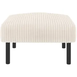 Beiger Cord Hocker mit Metallgestell, vielseitig als Sitzhocker Fußhocker Beistelltisch, weiche Polsterung, ergonomisch, pflegeleicht, modern 50x50cm
