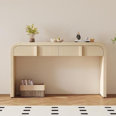 Aura Modern Rounded Silhouette and Smooth Surface Console Table with 2 Drawers