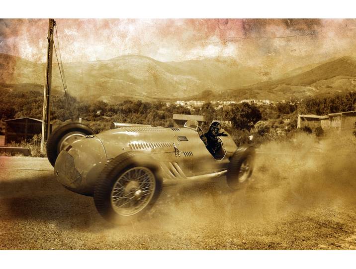Fototapete PAPERMOON VINTAGE OLDTIMER-AUTO AUTOS RETRO RENNWAGEN RACING CARS , bunt, B:1,5m L:1,11m, Vlies, Tapeten, Fototapete
