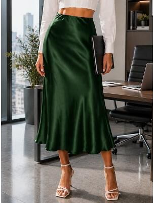 LightInthebox Women's Satin Slip Midi Skirt - Chic Midi Dress Satin Dress Elegant Vintage Fashion Daily Party Date Regular Fit Summer Fall