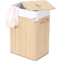 Wäschekorb MCW-C21, Laundry Wäschebox Wäschesammler Wäschebehälter Wäschetonne, Bambus 61x43x32cm 70l ~ naturfarben