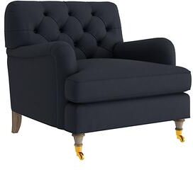 Maggie Leather Chair - Navy Leather, Navy Latte - Ballard Designs