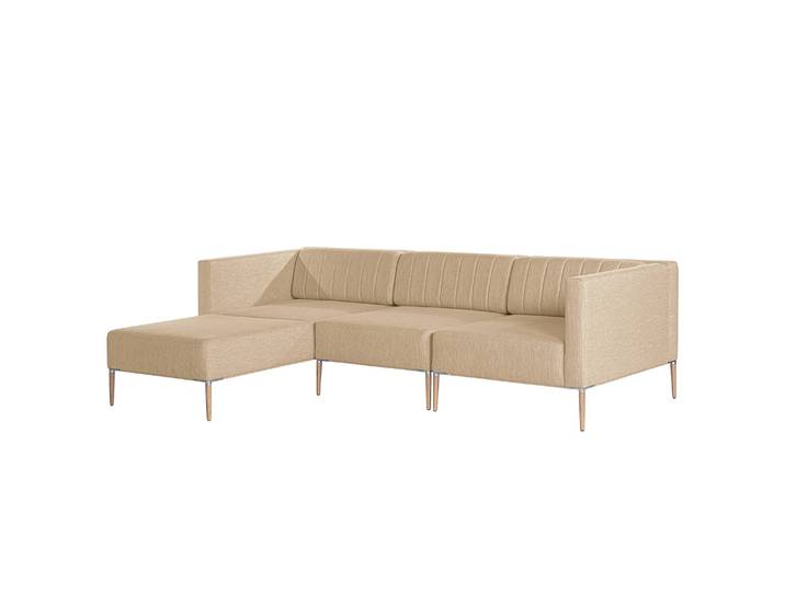Canapé d’angle Luparo I Marron/Beige Tissu Meara 249 x 70 x 166cm Méridienne courte à gauche vue de face Scandi