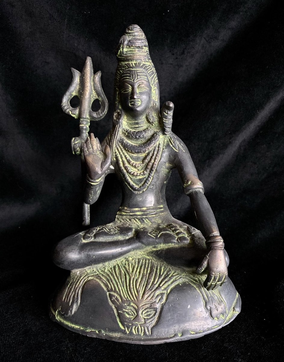 Bronskleurig Shiva Boeddha beeld voor op tafel, 19 cm, 1,3 kg