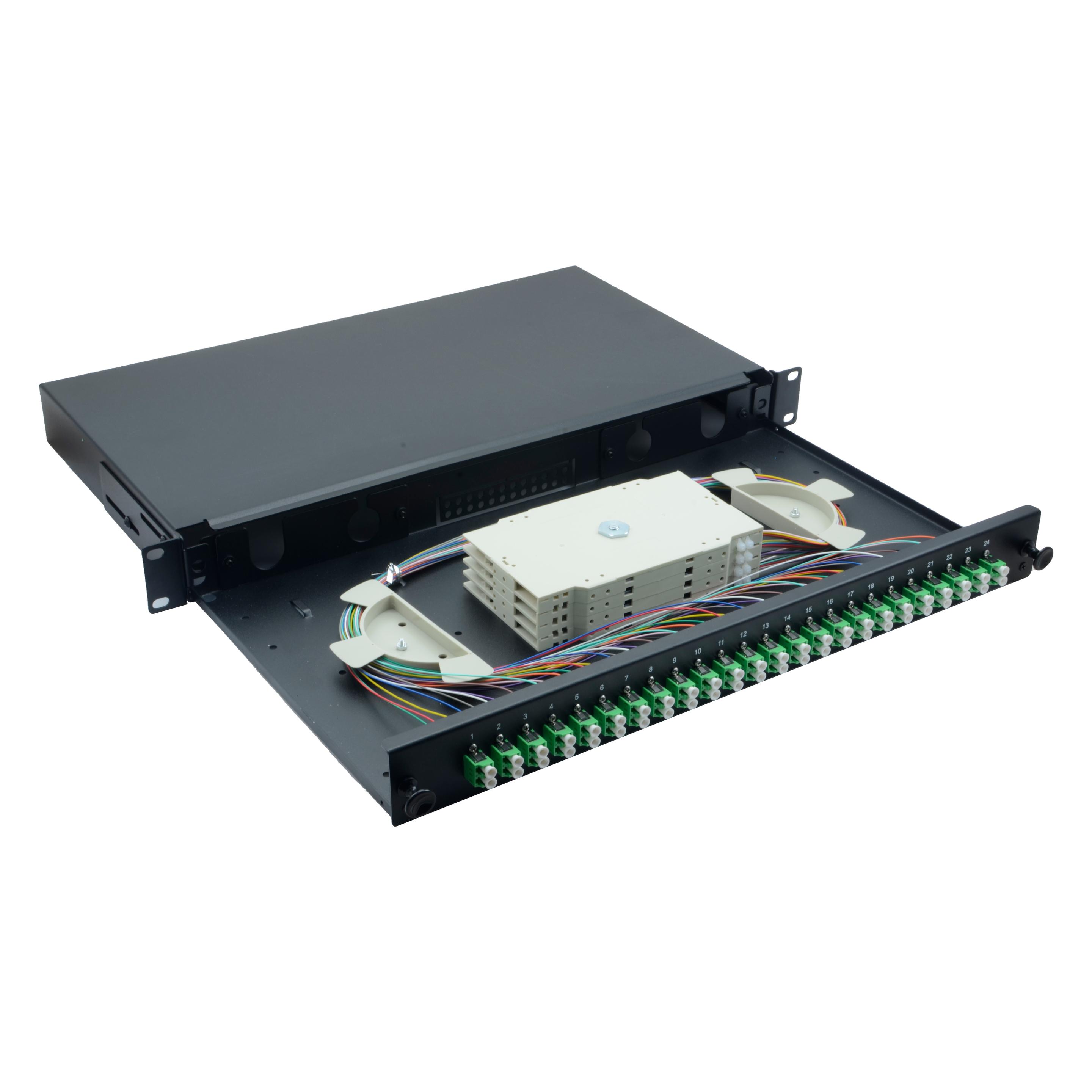 Helos LWL 19" Spleissbox 24 x LC/APC Duplex OS2, spleissfertig, schwarz (375555)