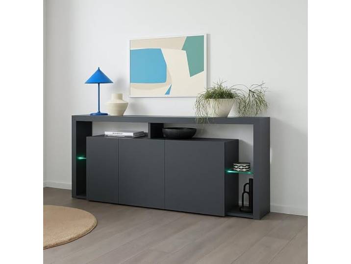 Dmora - Willer Sideboard für Wohnzimmer, 3 Türen, modernes Sideboard, 100 % Made in Italy, 200 x 40 x 80 cm, Anthrazit