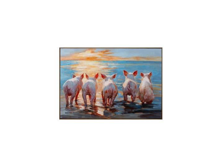 Handbemaltes, gerahmtes Bild „Pig's Paradise“ 70 x 100 cm Multicolor Crea Collection
