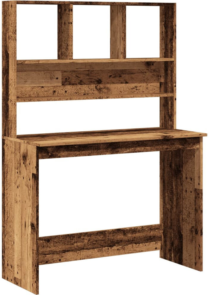 17 Stories Desk With Shelves 102X45x148 Cm Engineered Wood Old Wood