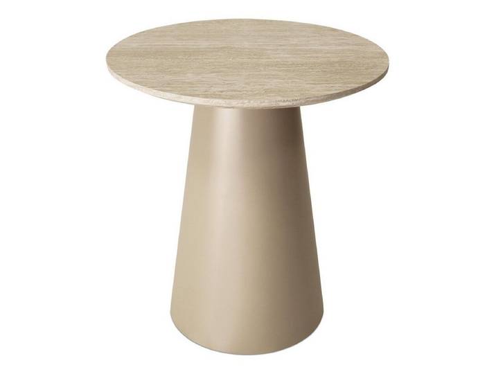Feeling4Home Beistelltisch Oganto Ø45 cm in Travertin-Dekor, Beige, Kompaktes Design in natürlicher Travertin-Optik.