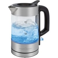 Glas-Wasserkocher PC-WKS 1229 G edelstahl/schwarz, 1 Liter