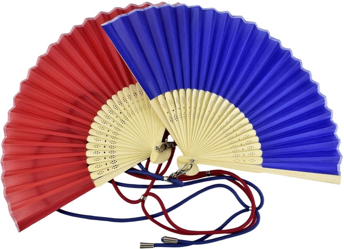 INF Éventail pliant de mariage en soie unilatérale avec lanière - Baleines en bambou élégantes, souvenir portable Le noir