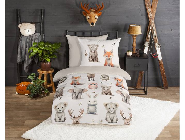 Linge de lit enfant Vibis 135 x 200 cm + oreiller 80 x 80 cm Beige