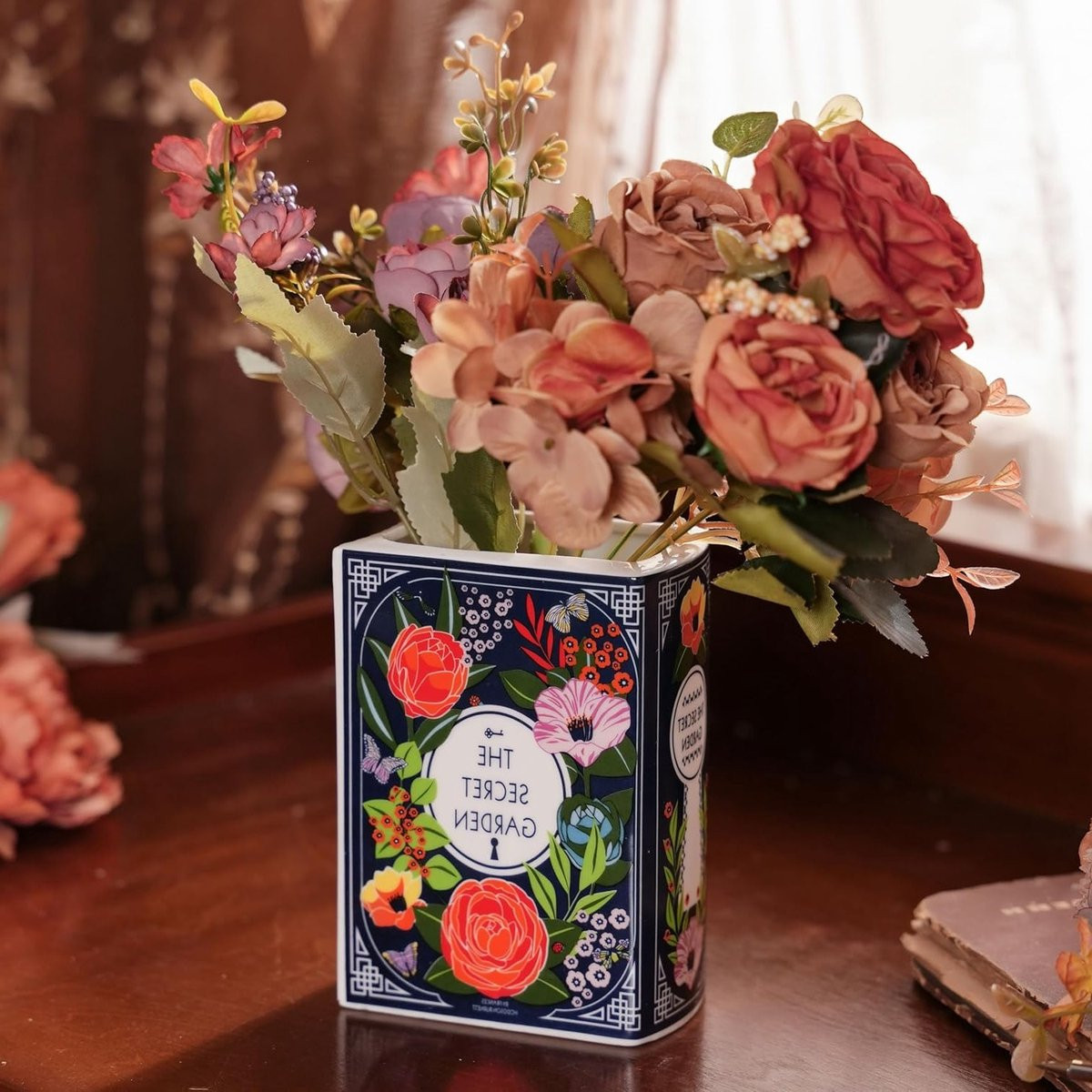 Decoratieve Keramische Boekvaas voor Esthetische Kamerdecoratie
