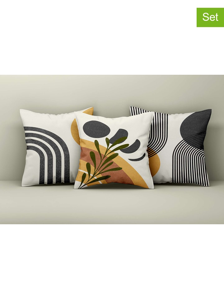 Wallity 3er-Set: Kissenhüllen in Creme/ Gelb/ Anthrazit - onesize
