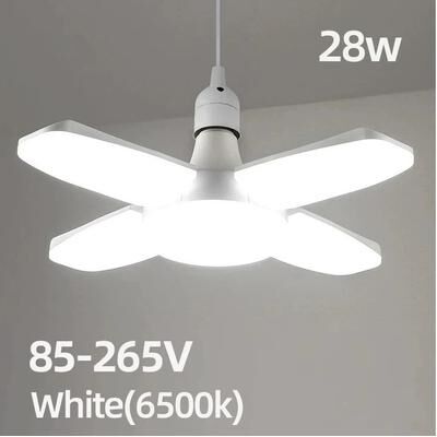 Inspired Living UltraBright Foldable LED Garage Light 28W E27 Deformable Ceiling Bulb cold White 85v 265v