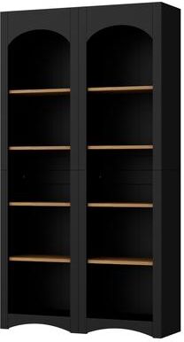 Klair Living "Free Standing 5 Tier Bookshelves Set of 2, Farmhouse Two-Tone Storage Cabinet - 39.3"" W × 12.4"" D × 72"" H"