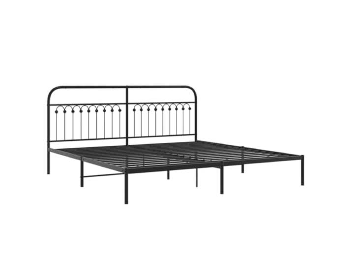 KTHLBRH Bettgestell mit Kopfteil aus Metall, schwarz, 193 x 203 cm Robuster Stahl, Latten inklusive, 30 cm Bodenfreiheit, Rückenunterstützung, einfache Montage