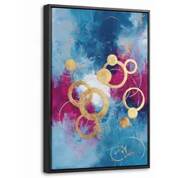 LEINWAND Bilder mit Rahmen - Kreise - Gold - Abstrakt - 20x30