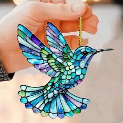 Uplift Picks Colorful Acrylic Hummingbird Window Ornament Kawaii Hanging Decor Pendant g 20 Cm