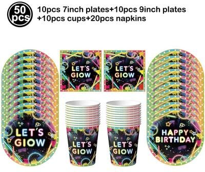 Uplift Picks Neon Party Fedora Hats Glow Bright Under UV Blacklight Party Celebrations set B (50 Pcs)