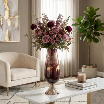 Sagebrook Home Abstract Glass Vase with Gold Accents
