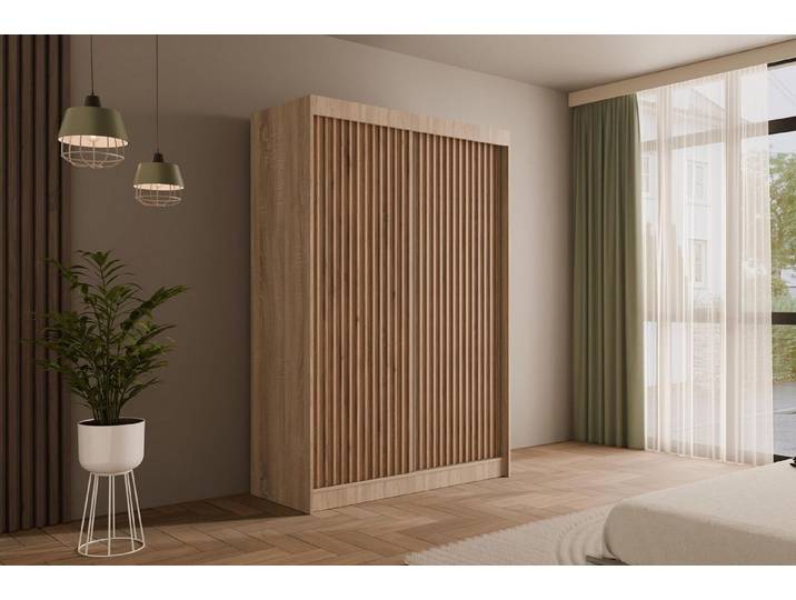 ALTDECOR Schiebetürenschrank VILANv2 (Kleiderschrank Garderobenschrank mit viel Stauraum Moderner Schrank) Vielseitiger Schwebetürenschrank Schlafzimmer Lamellen